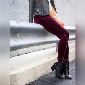 NWT Spanx Velvet Leggings in Rich Burgundy Small